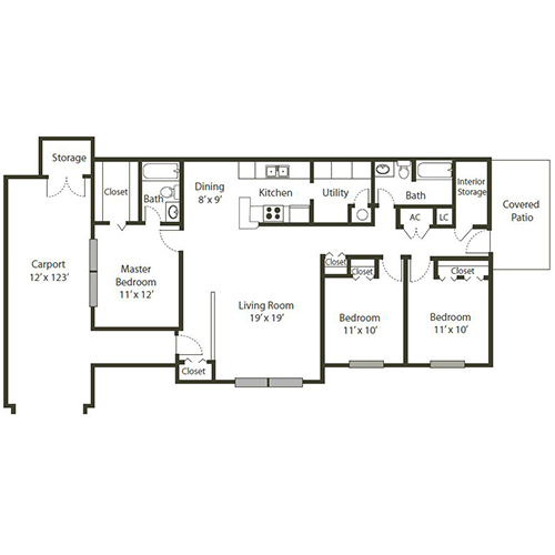 Lake Shore Village three bedroom, two bath