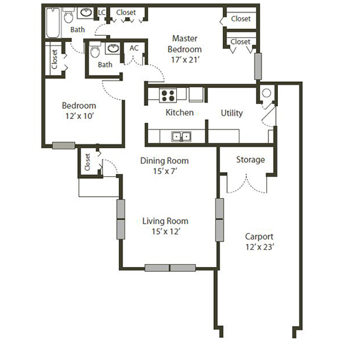 Lake Shore Village two bedroom, 1.5 bath